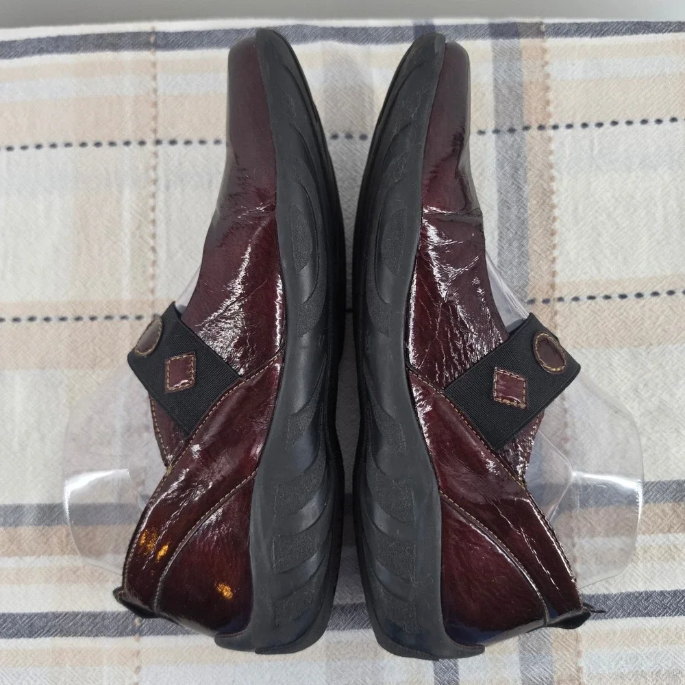 Rieker Antistress Womens Burgundy Patent Leather Mary Jane Flats Shoes Size 37 - Picture 5 of 11